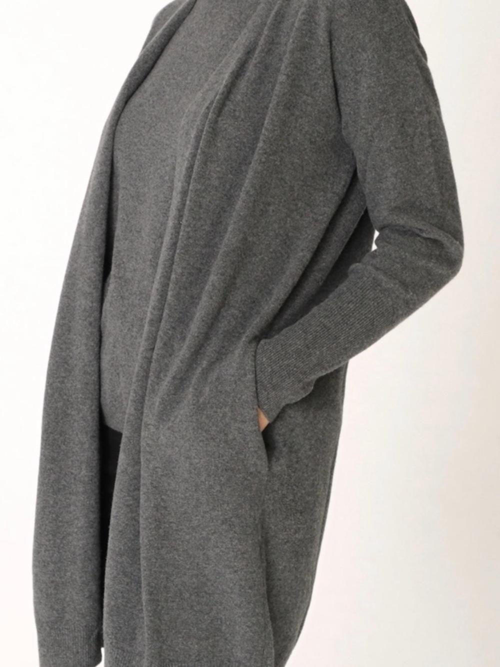 ✨🩶Extra Fine Merino/Cashmere Duster Cardigan in Charcoal